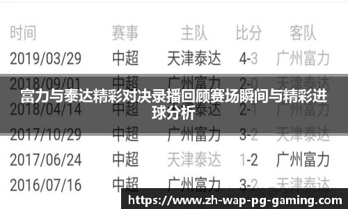 富力与泰达精彩对决录播回顾赛场瞬间与精彩进球分析